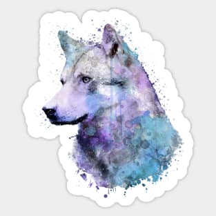 Dramabite Watercolor wolf painting animal wildlife wilderness artistic Sticker